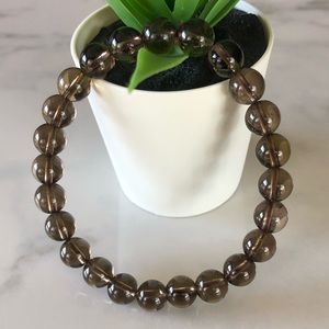 Smoky Quartz 8mm Natural Stone Beads Stretchable Bracelet